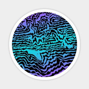 line art mountain blue Magnet